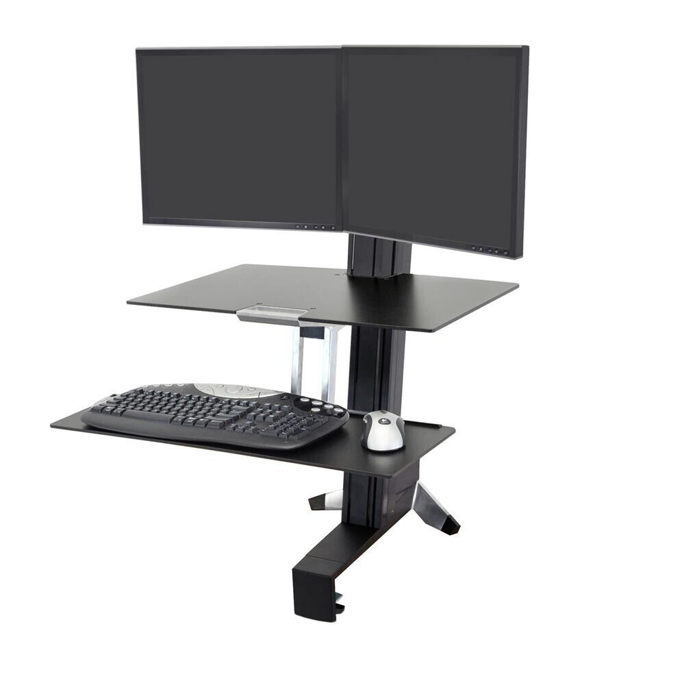 Ergotron Workfit S Black, Dual Monitor Sit/Stand Desk Attachment