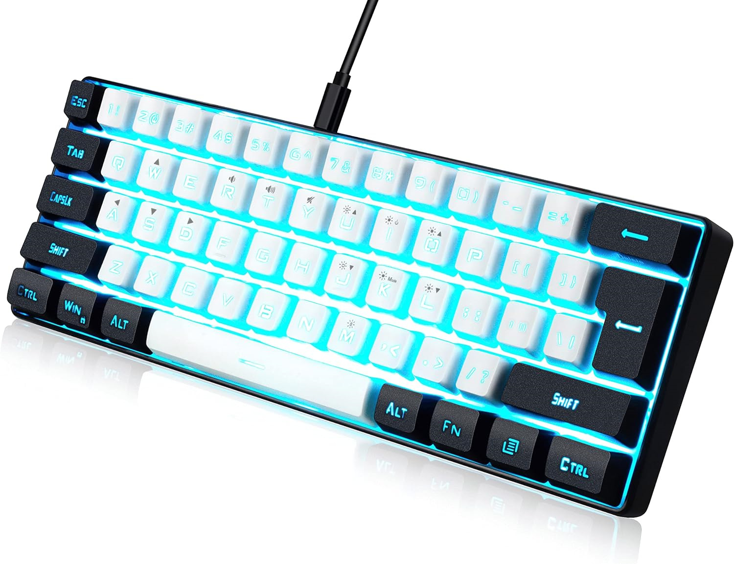 abucow Gaming Keyboard Minimalist Portable Wired Ultra-Compact Mini Imitation 61