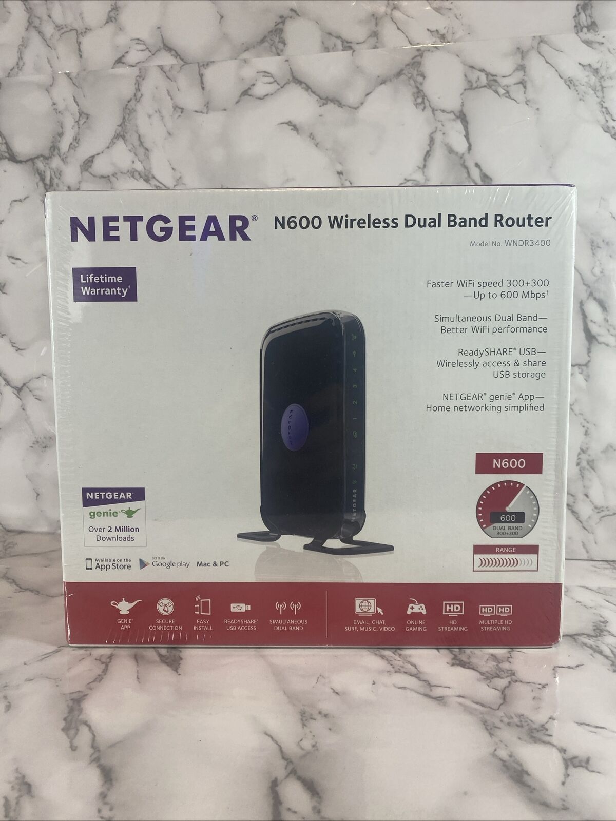 NEW - SEALED  Netgear N600 Wireless Dual Band WiFi Router WNDR3400-100NAS - NIB