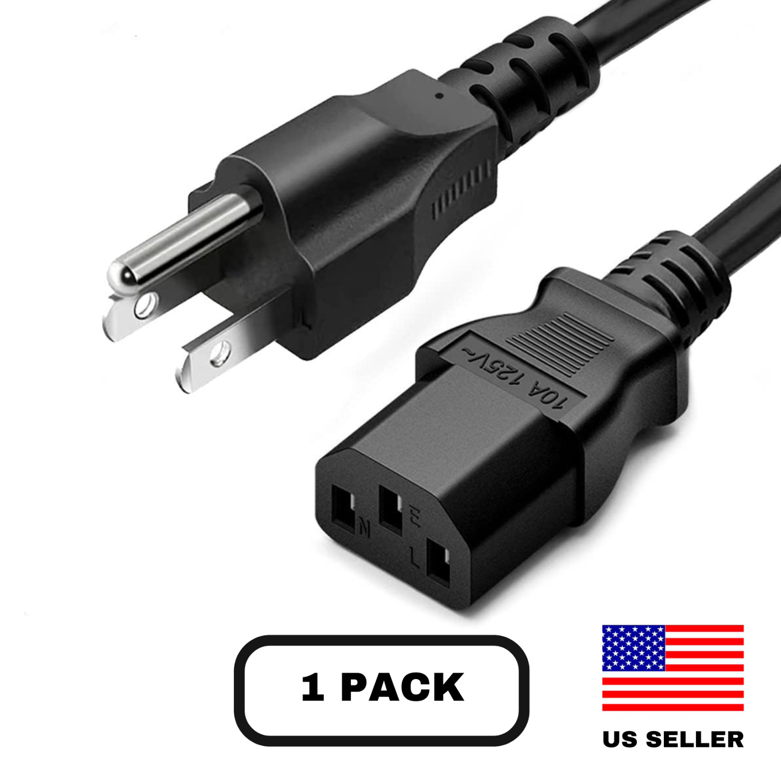 Lot 1-100 AC 3 Prong Universal Power Cord Long 10FT Cable For Computer Xbox Dell
