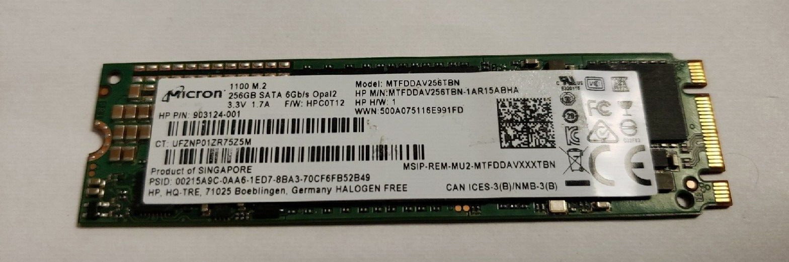 256GB Micron 1100 SATA M.2 2280 SSD Solid MTFDDAV256TBN DP/N 0PHY2P Dell Laptop
