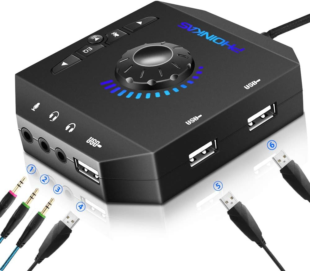 T10 External Sound Card USB Audio Adapter for PC Windows Mac Linux Laptop...
