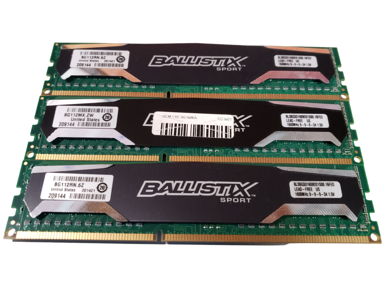 (3 Piece) Crucial Ballistix Sport BLS8G3D1609DS1S00 DDR3-1600 24GB (3x8GB) RAM