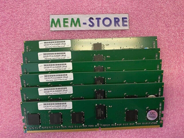 192GB (6x32GB) PC4-23400 DDR4 2933Mhz RDIMM Memory for MacPro 2019 24-28 core 