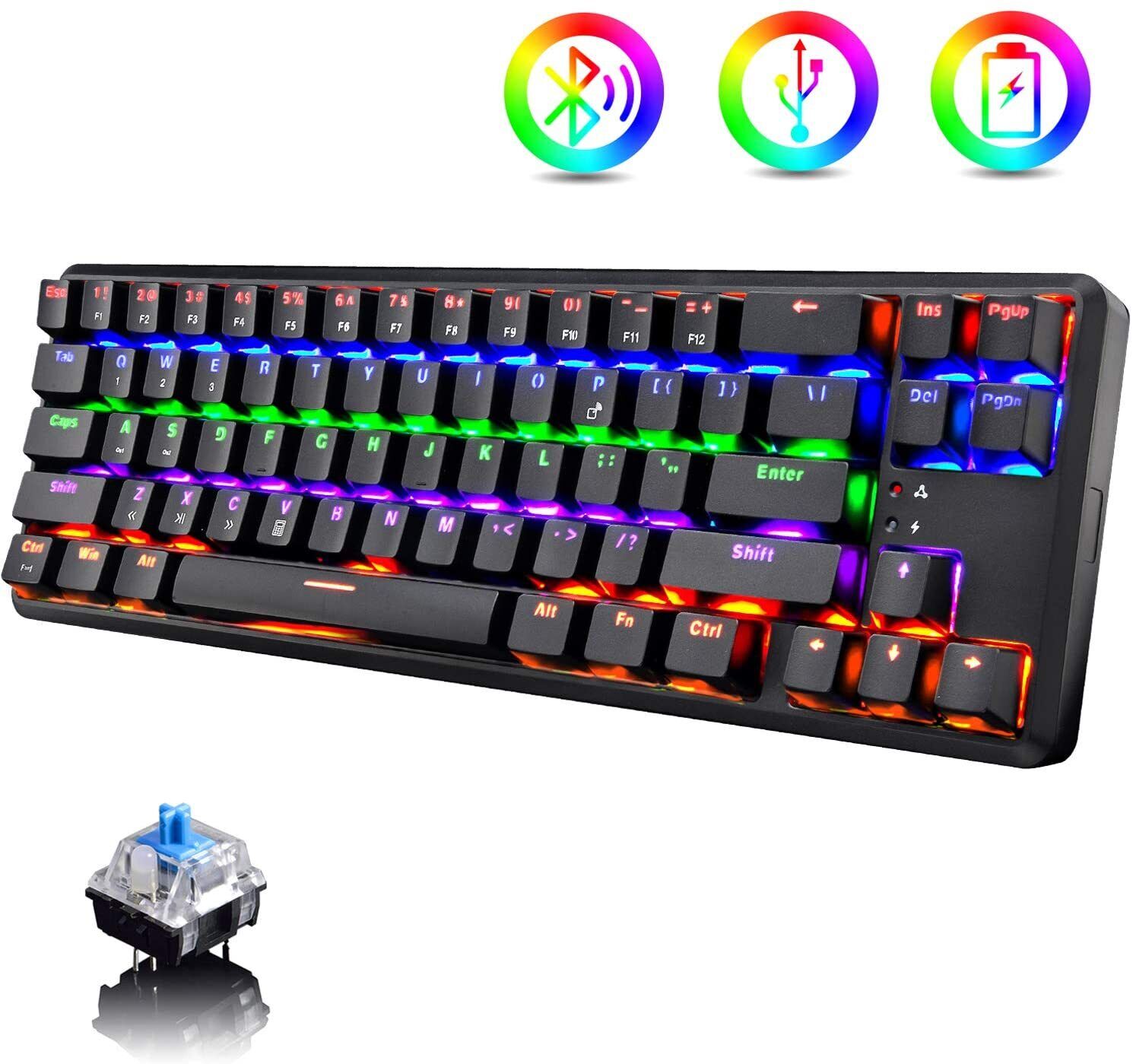 Rechargeable Wired/Wireless Bluetooth Dual-mode 60% Mechanical Gaming Keyboard