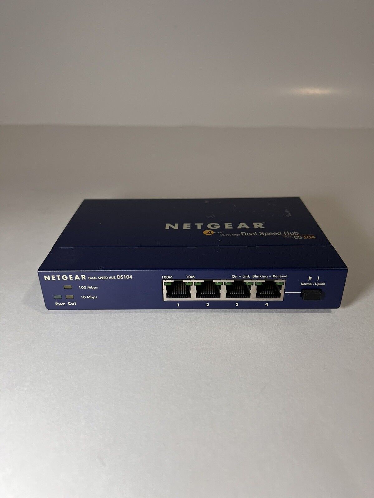 Netgear DS104 10/100mbps Dual Speed 4-Port Hub w/uplink Vintage 1999