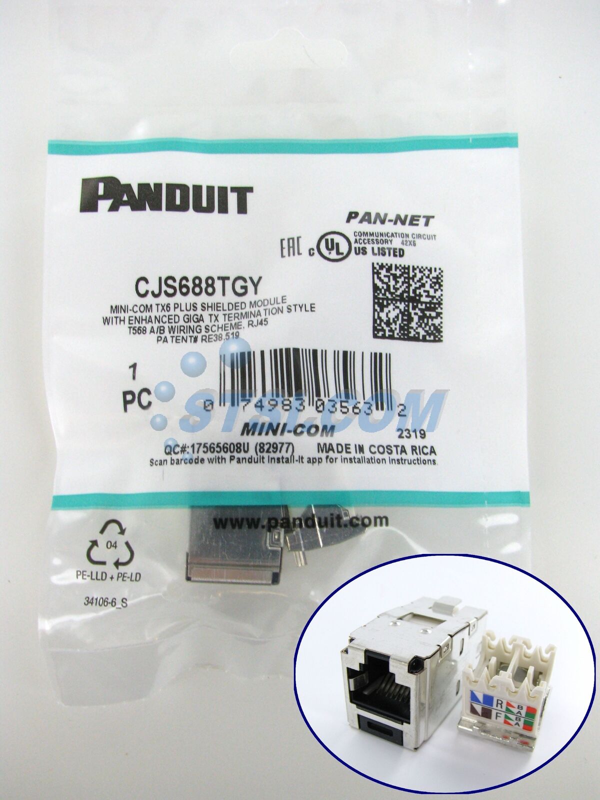 Panduit CJS688TGY Cat6 Shielded Mini-Com Jack ~STSI