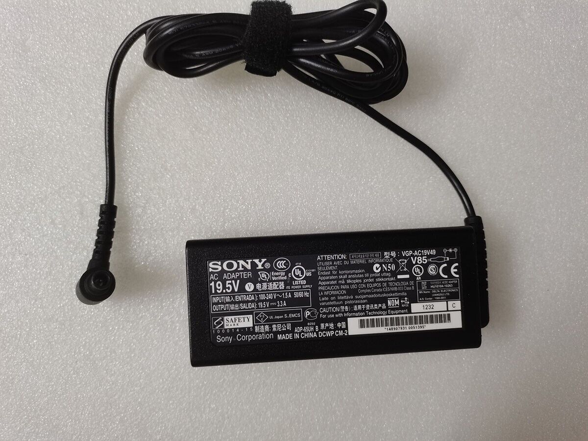 19.5V 3.3A VGP-AC19V49 For Sony VAIO SVE151J11M ADP-65UH B AC Adapter Original