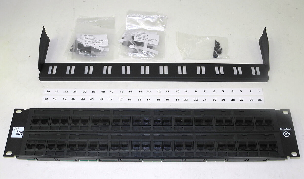 Complete New ADC Krone 6653 1 679-48 48-Port CAT-6 Patch Panel W/Tie Bar, Etc UP