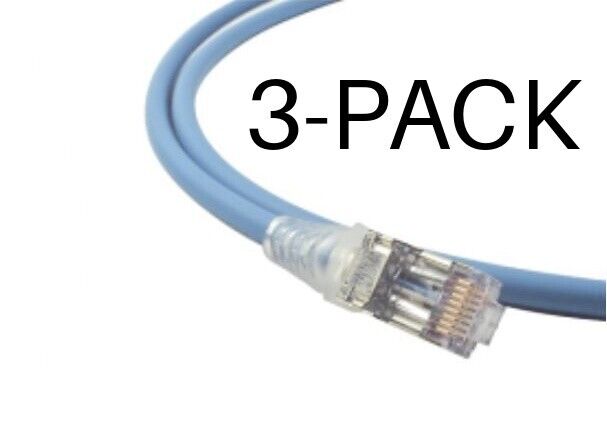 3-PACK COMMSCOPE CO166S2-0ZF007 COPPER PATCH CORD CAT 6 4-PAIR 7 FT.  BLUE