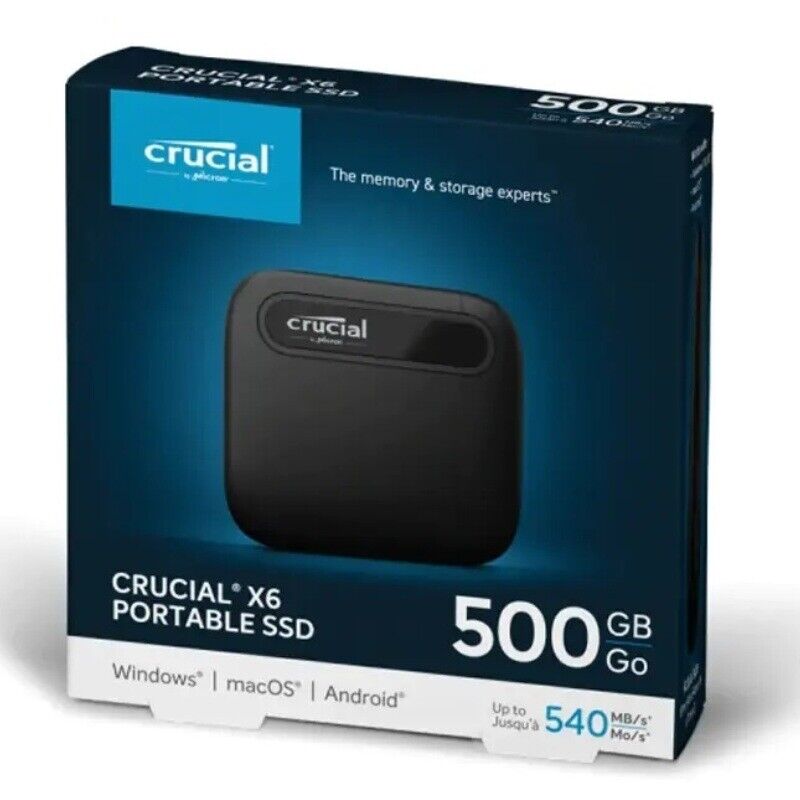 New Crucial X6 500GB 1TB 2TB 4TB Portable SSD External Solid State Drive USB 3.2