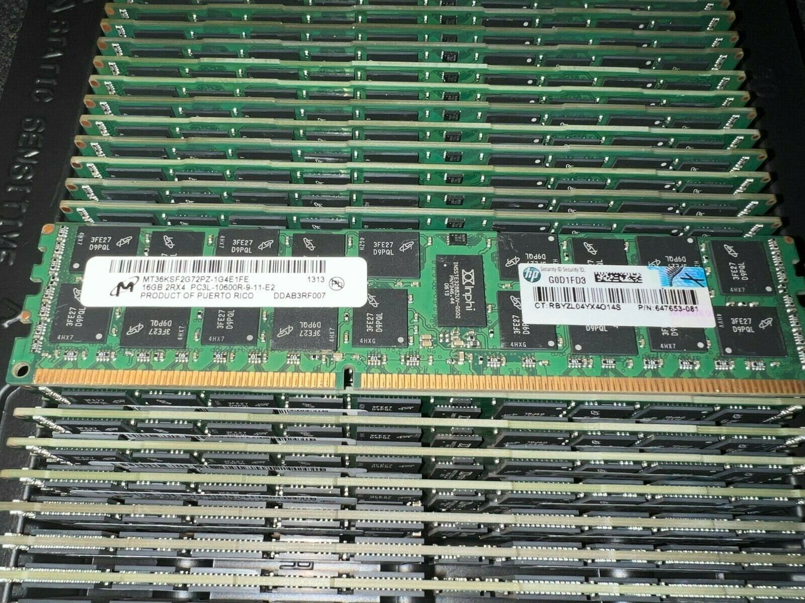 8x HP 664692-001 647653-081 16GB PC3L-10600R DDR3-1333 RDIMM Memory (lot of 8) 