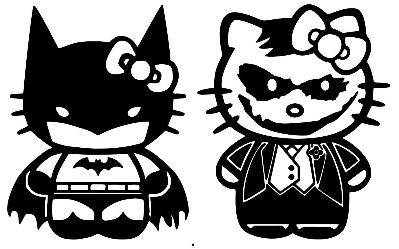 Batman And Joker Hello Kitty ,Vinyl Decal,Sticker for Cars,,Laptops and more