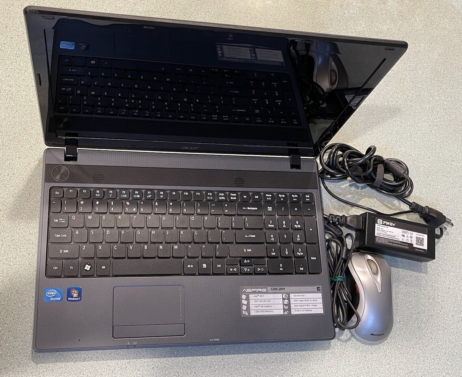 Acer Aspire 5349-2899 Laptop with AC Adapter Power Cord Charger and USB Mouse