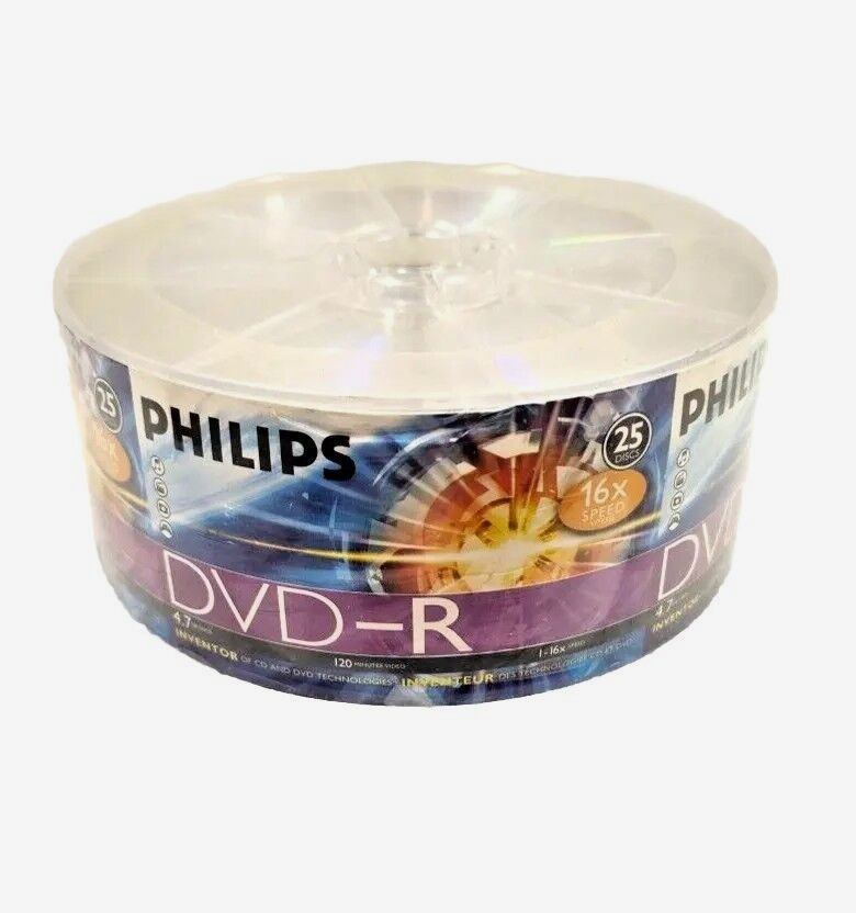 NEW Phillips DVD-R 4.7 1-16x SPEED 120 Min Video 25-Pack BRAND NEW SEALED