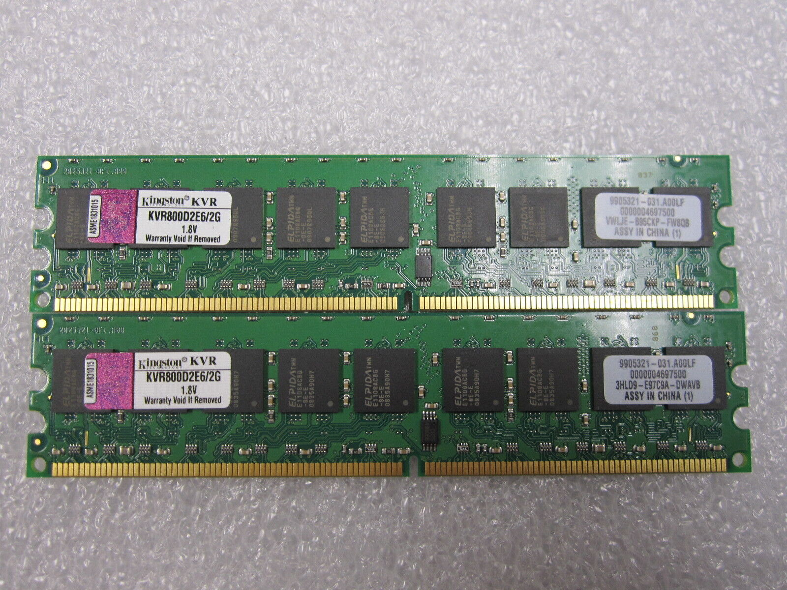 Kingston KVR800D2E6/2G 4GB (2x 2GB) DDR2 ECC RAM PC2-6400 800Mhz Server Memory