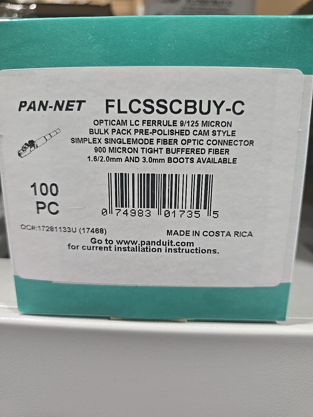 Box of 100 Panduit Fiber Optic FLCSSCBUY-C New Ships Free