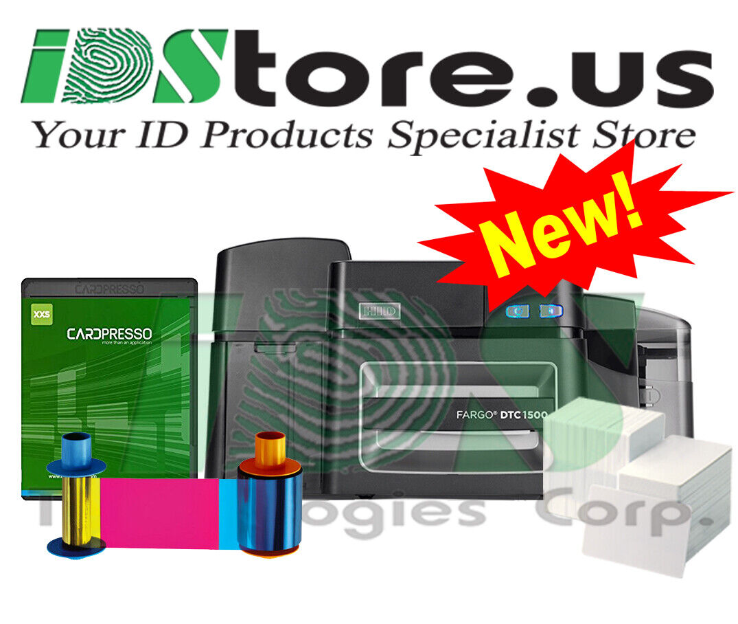 FARGO DTC1500 Dual Side Photo ID Card Printer Bundle