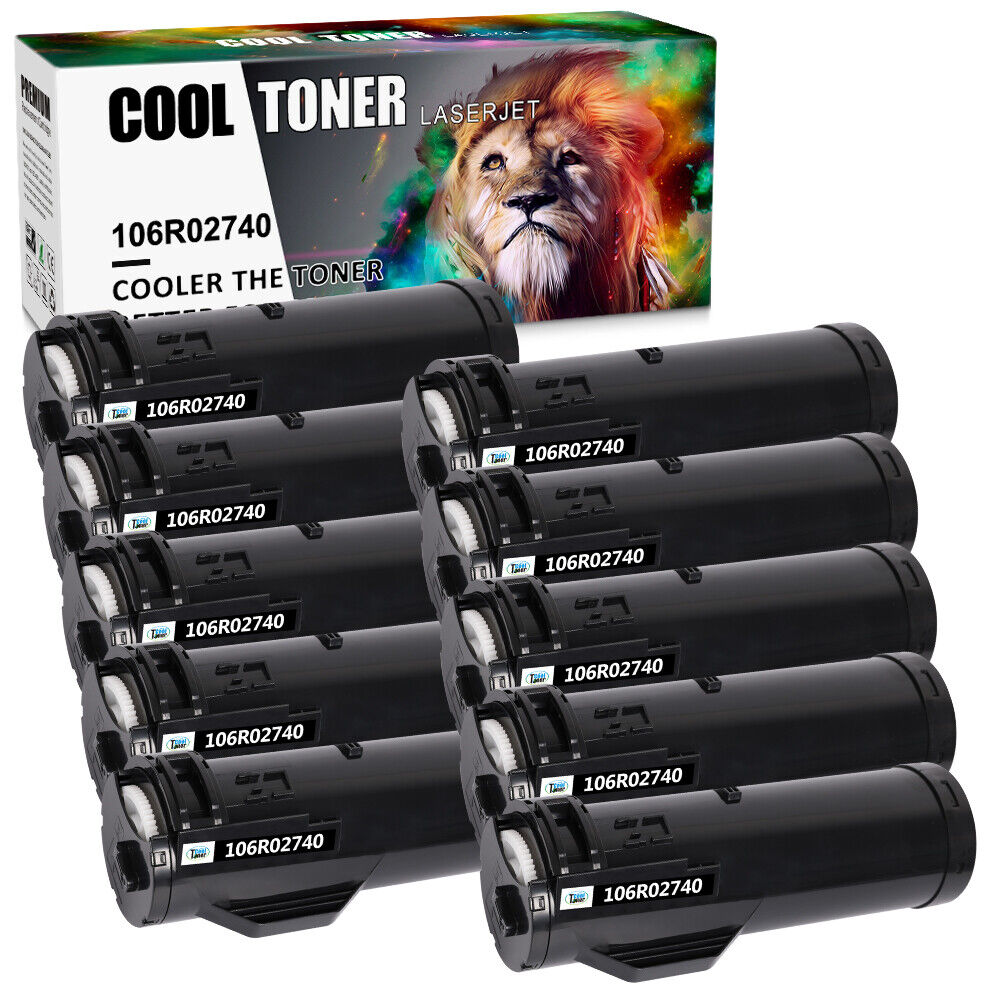 10 Pack High Yield Black 106R02740 Toner Compatible With Xerox WorkCentre 3655 