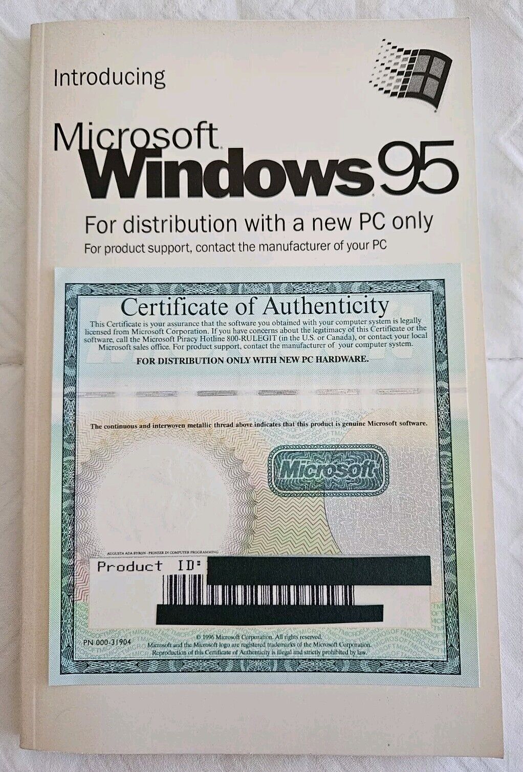 Microsoft Windows 95 Booklet/Manual With Certificate Of Authenticity
