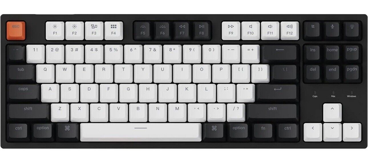 Keychron C1 87 Keys Wired Mechanical Keyboard for Mac Windows, 80% Layout Tenkey