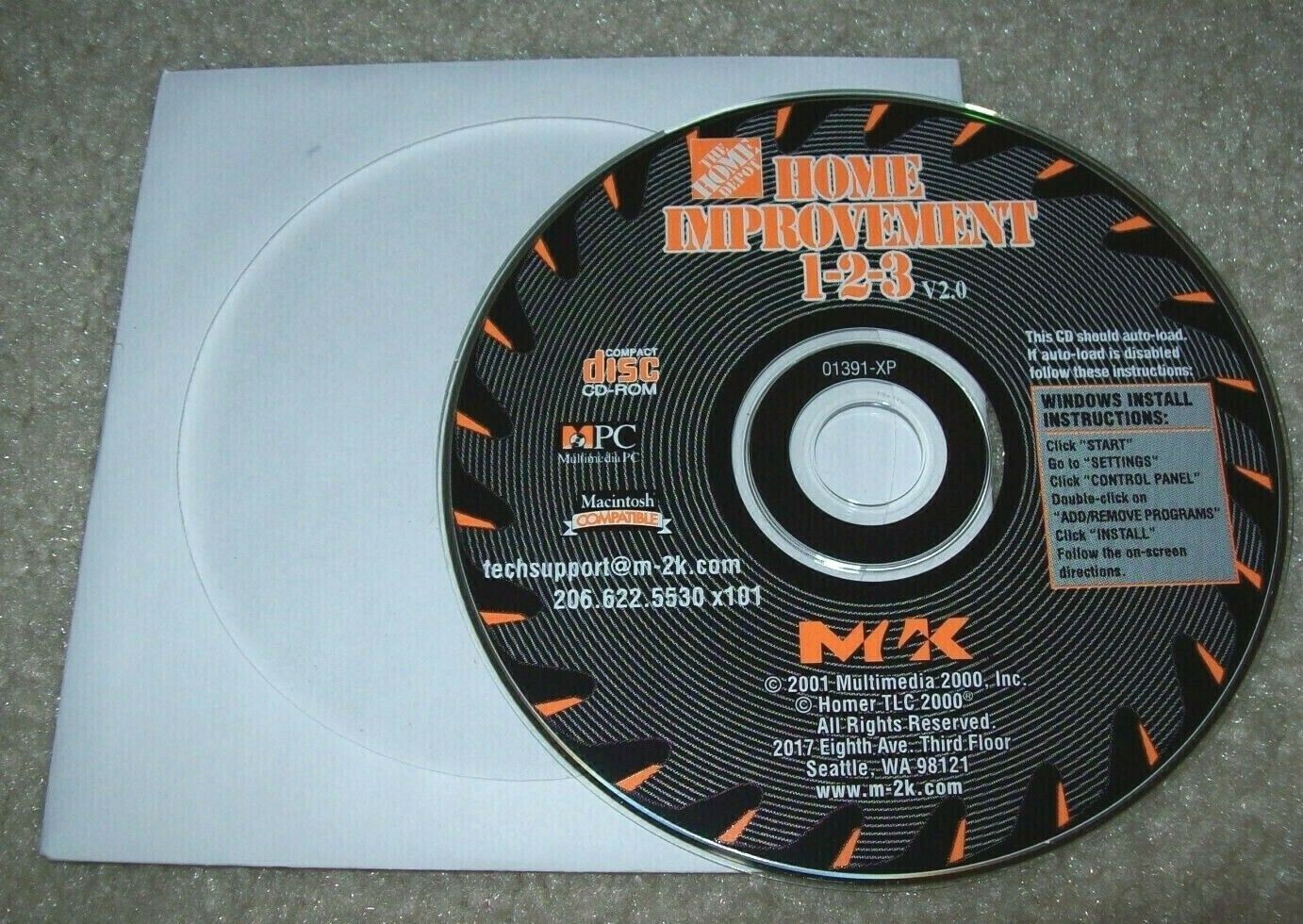 Home Depot Home Improvement 1-2-3 v2.0 2001 CD Program for PC/Mac Mint Condition