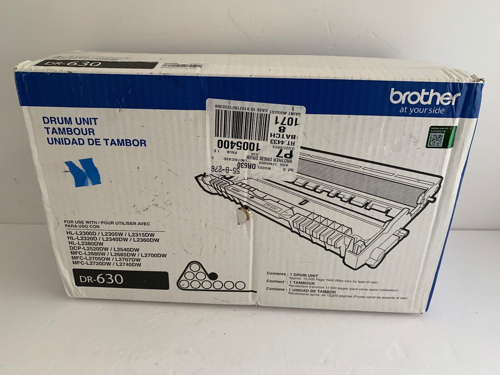 Brother Genuine Drum DR-630 - Approximate 12,000 Page Yield - New Open Box