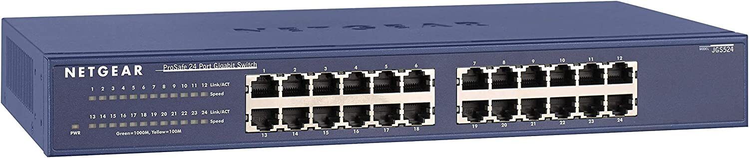 Netgear JGS524 24-Port Rackmount Gigabit Ethernet Unmanaged Switch - Black