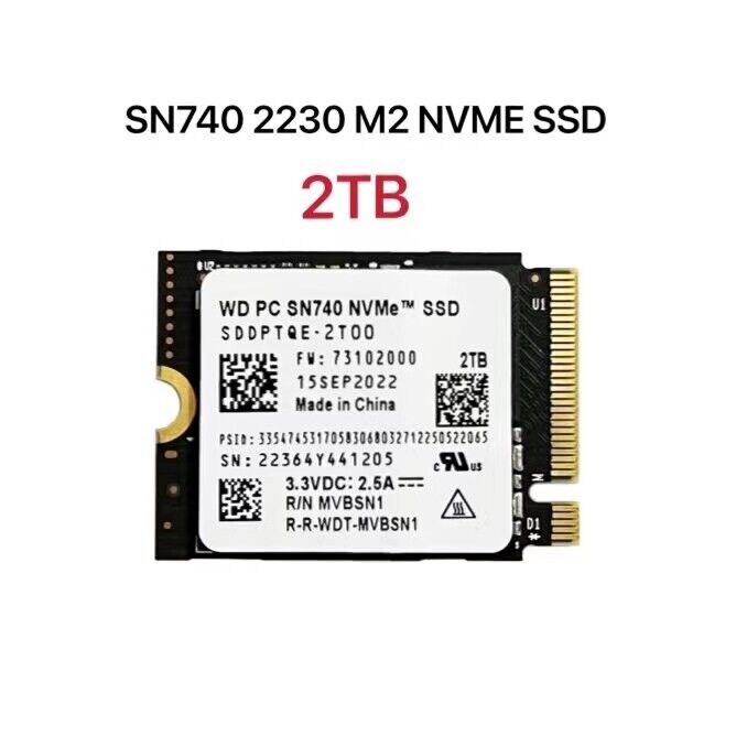 WD PC SN740 M.2 2230 2TB NVME PCIE 4.0X4 SSD For Steam Deck ASUS ROG Dell Laptop