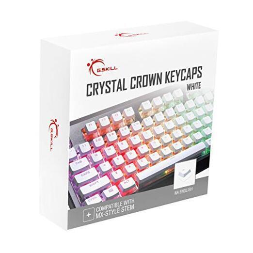 Crystal Crown Keycaps - Keycap Set with Transparent Layer for Mechanical White