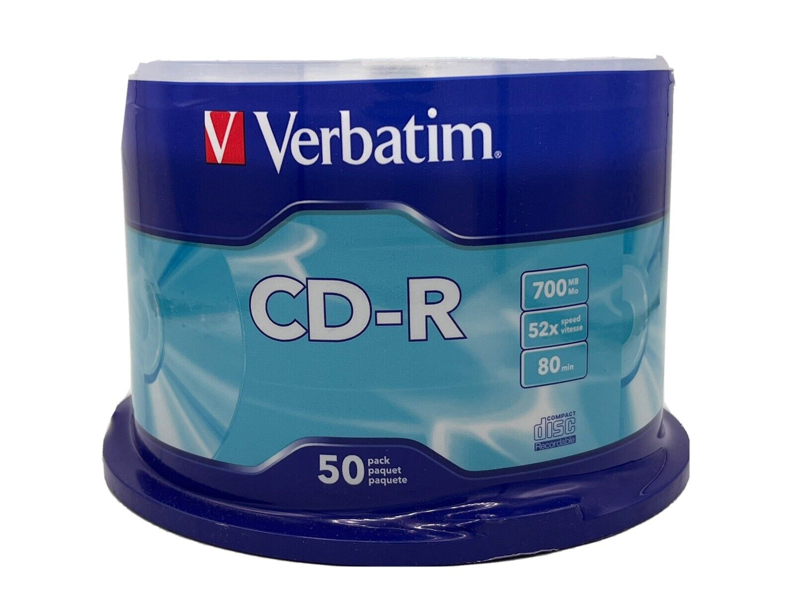 Verbatim CD-R 50 Pack Blank Recordable CD 700 MB 80 Min 52x Disc Data Music NEW