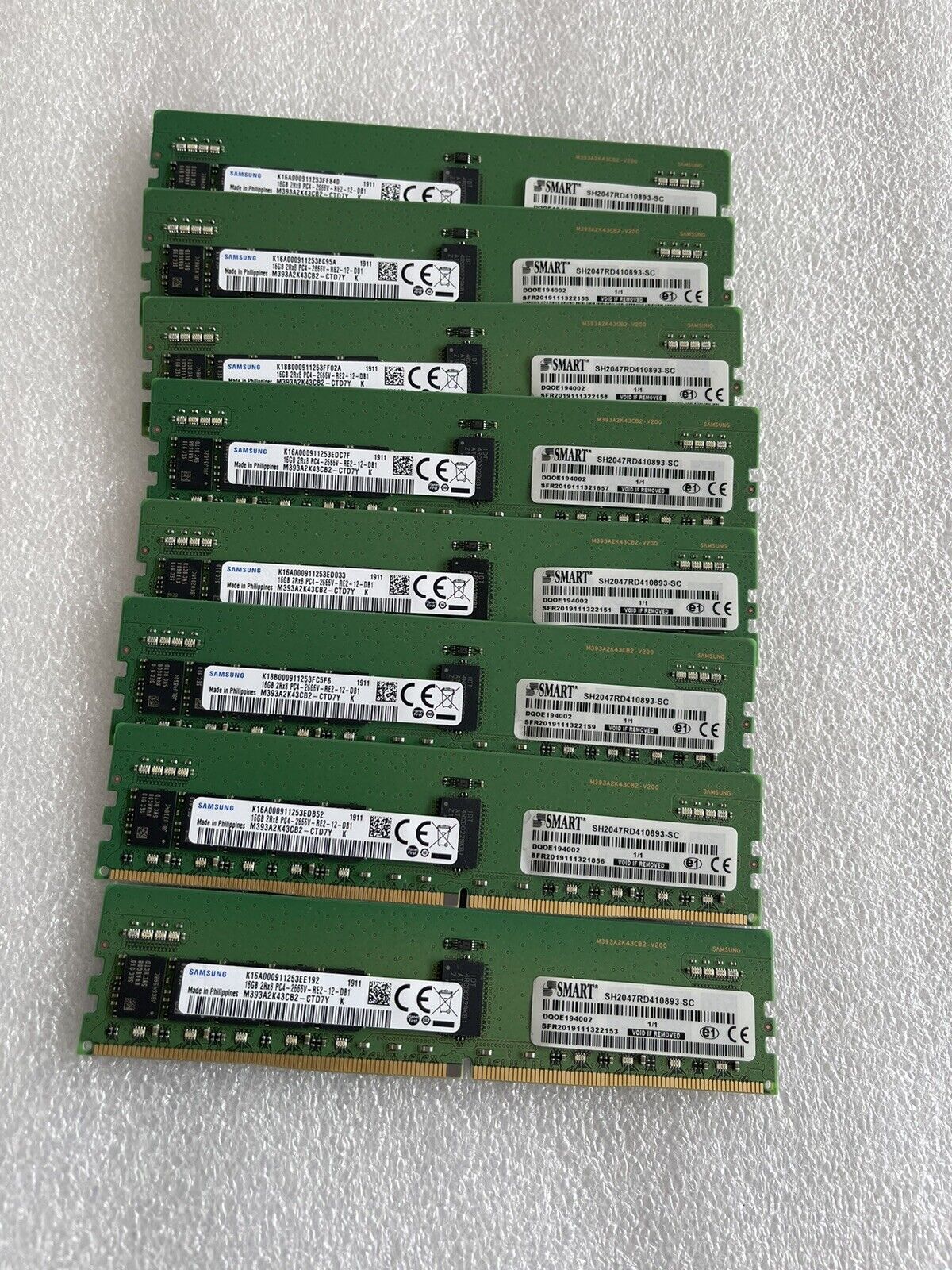 LOT8)Samsung M393A2K43CB2-CTD 16GB 2Rx8 PC4-2666V DDR4 ECC Server Memory RDIMM