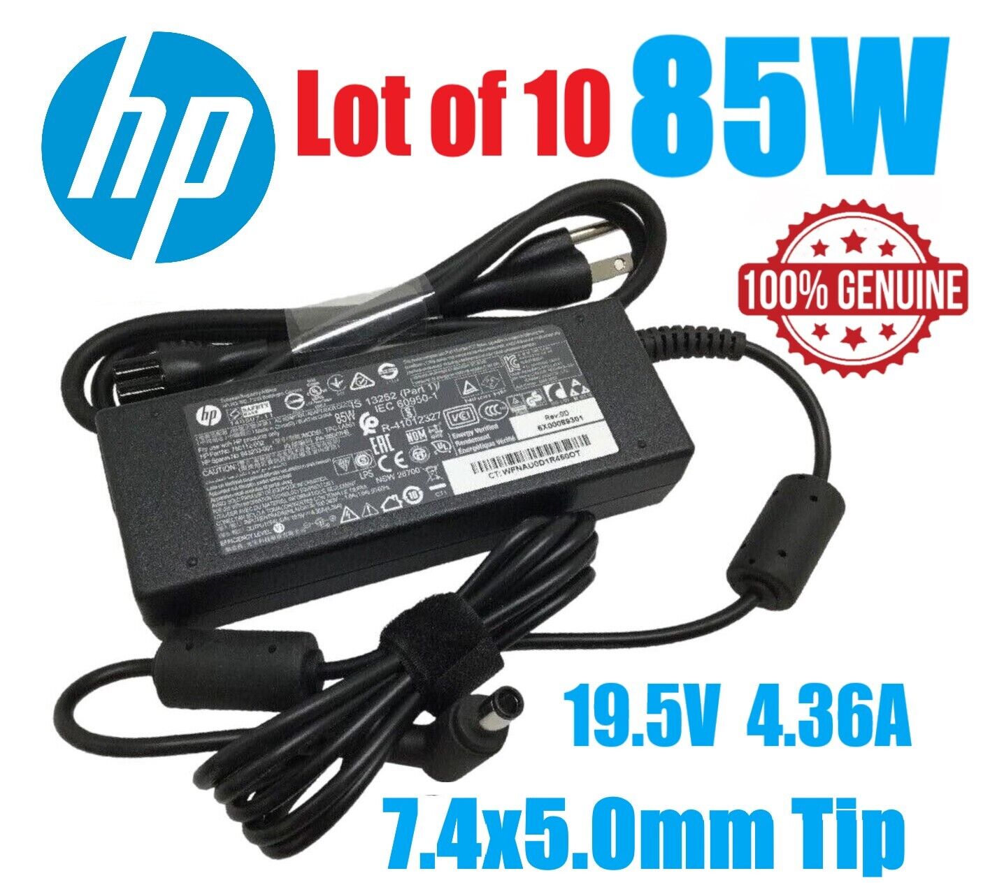 Lot of 10 OEM HP Thin Client T520 T630 T730 85W AC Adapter Charger 7.4x5.0mm Tip