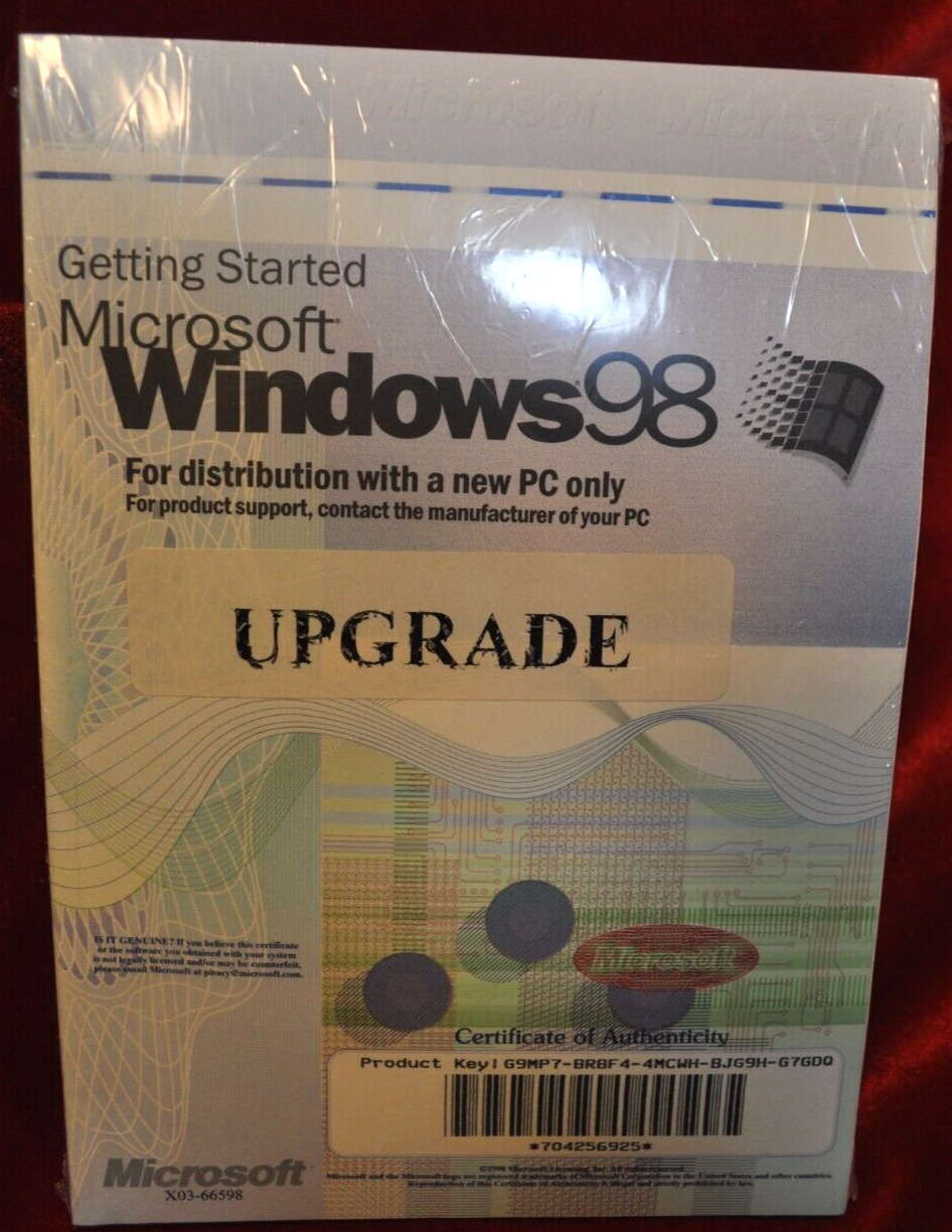 Windows 98 Upgrade CD Packet Boot Disk Booklet w Product Key Brand NEW & Bonus