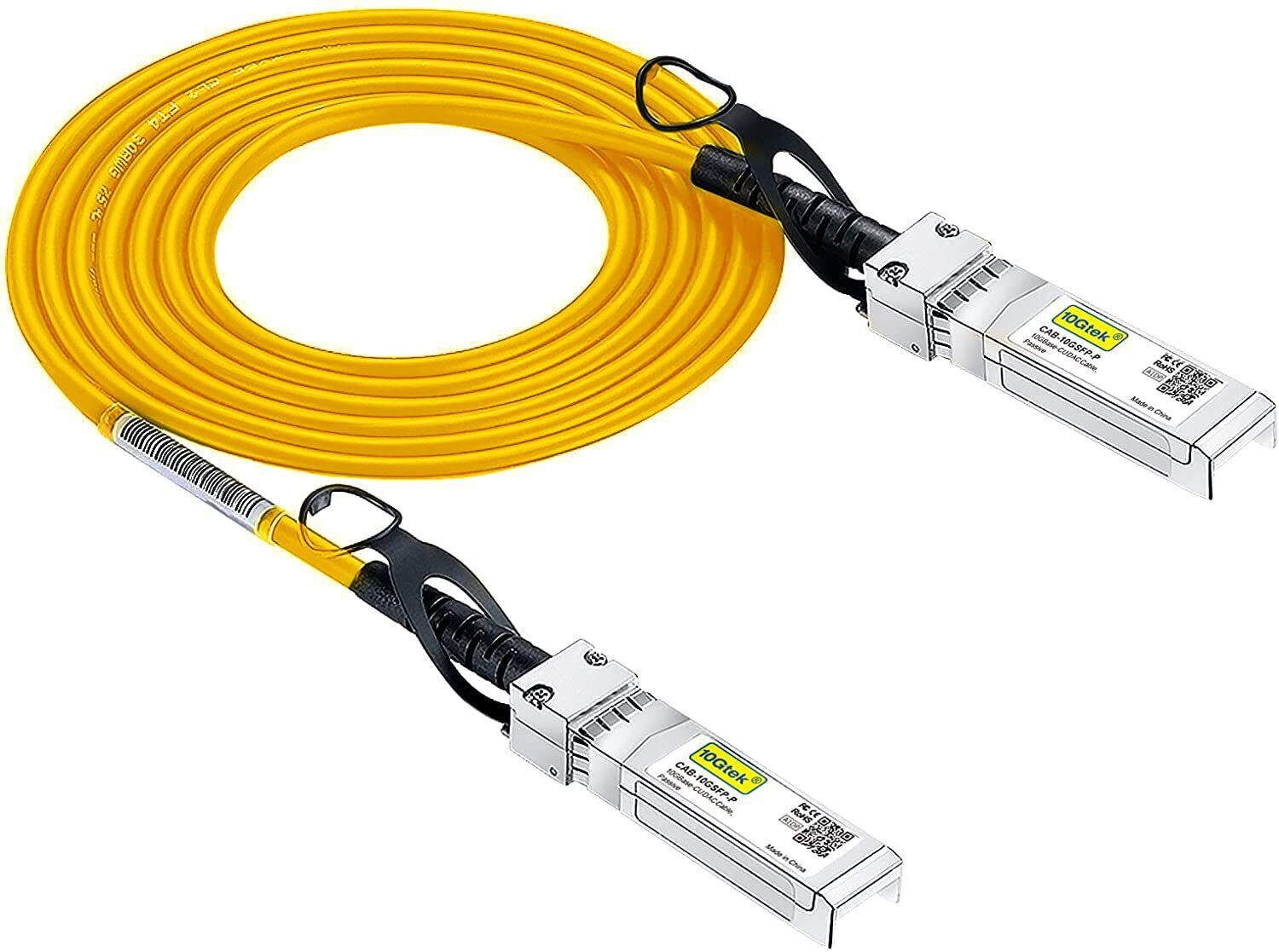 10GbE SFP+ Twinax Copper Cable Direct Attach For Cisco SFP-H10GB-CU1M, Yellow 