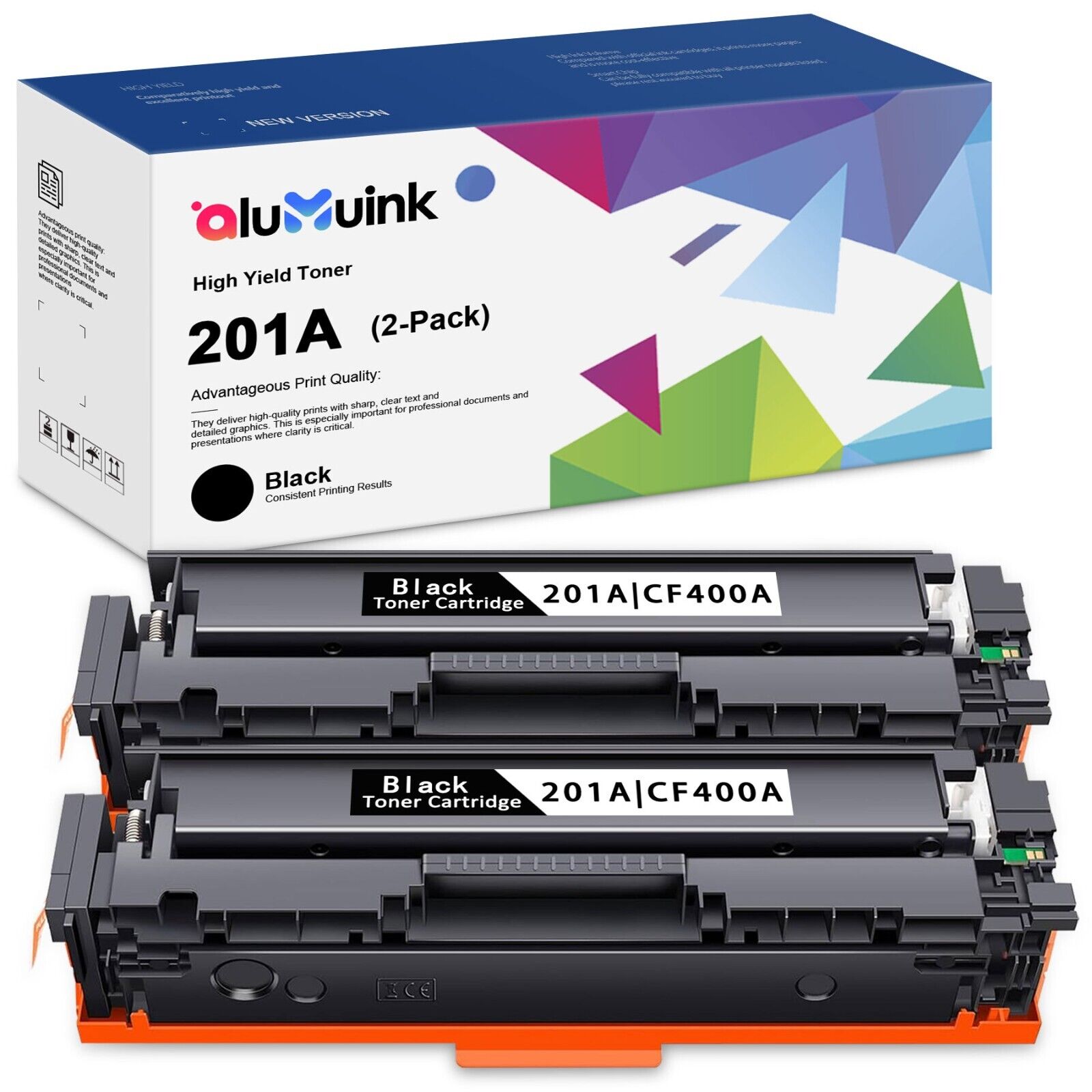 201A CF400A Toner Replacement for HP 201A 201X Pro MFP M277n (Black, 2-Pack)