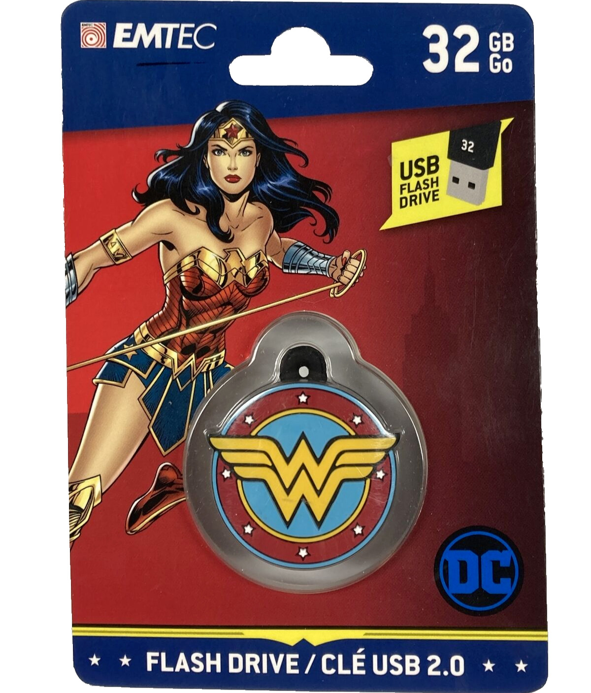 Emtec Wonder Woman USB 32 GB Flash Drive Keychain
