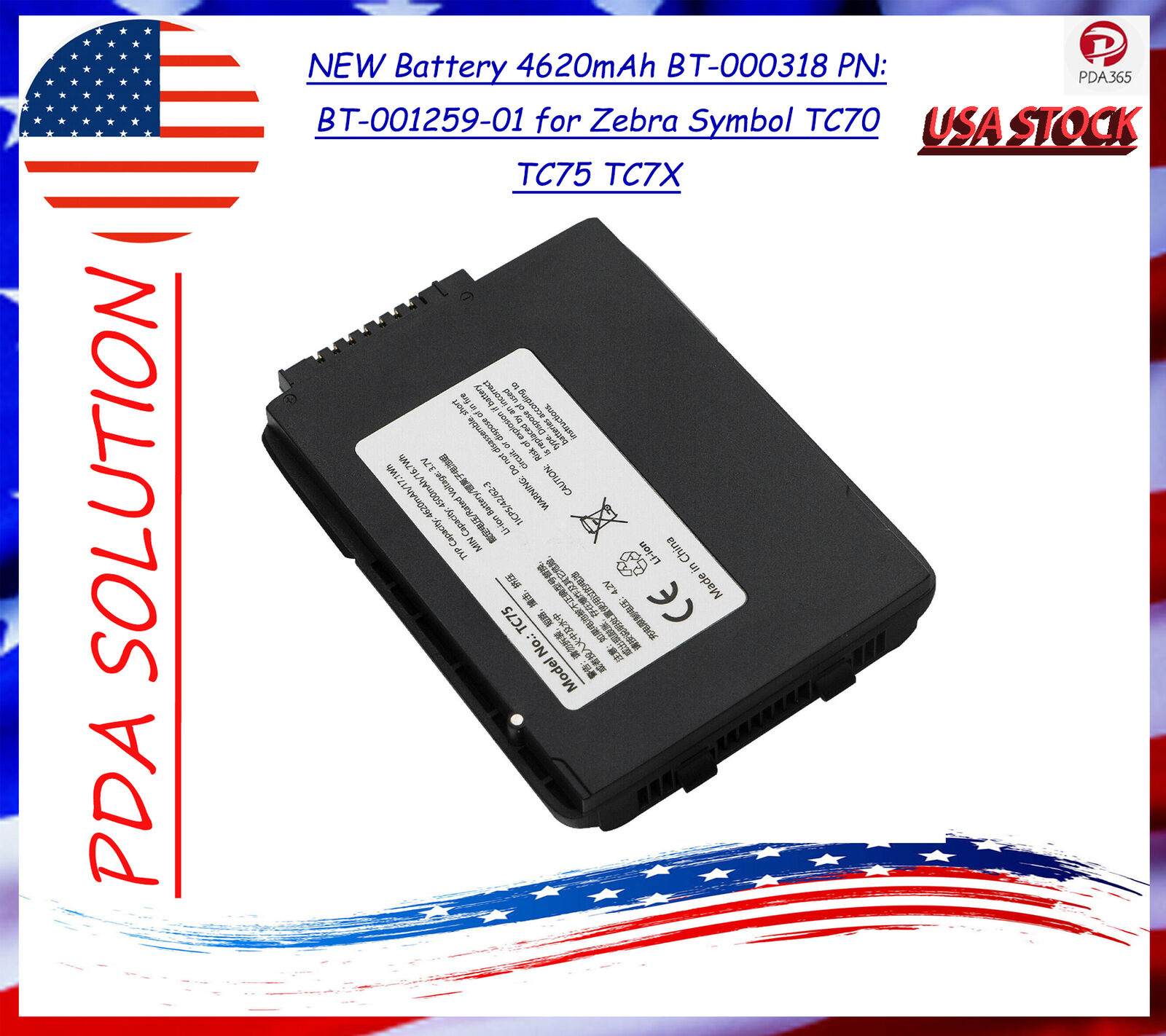 NEW Battery 4620mAh BT-000318 PN: BT-001259-01 for Zebra Symbol TC70 TC75 TC7X