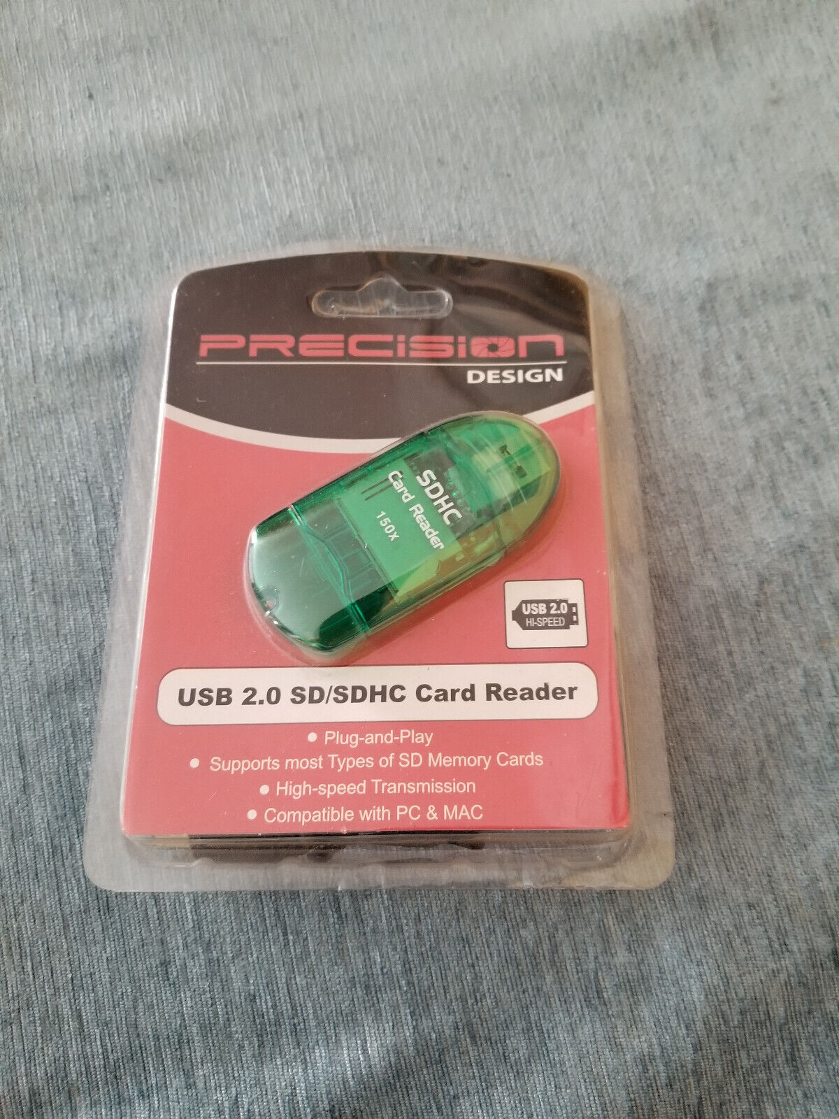 Precision Design USB 2.0 SD/SDHC Card Reader Brand New Green
