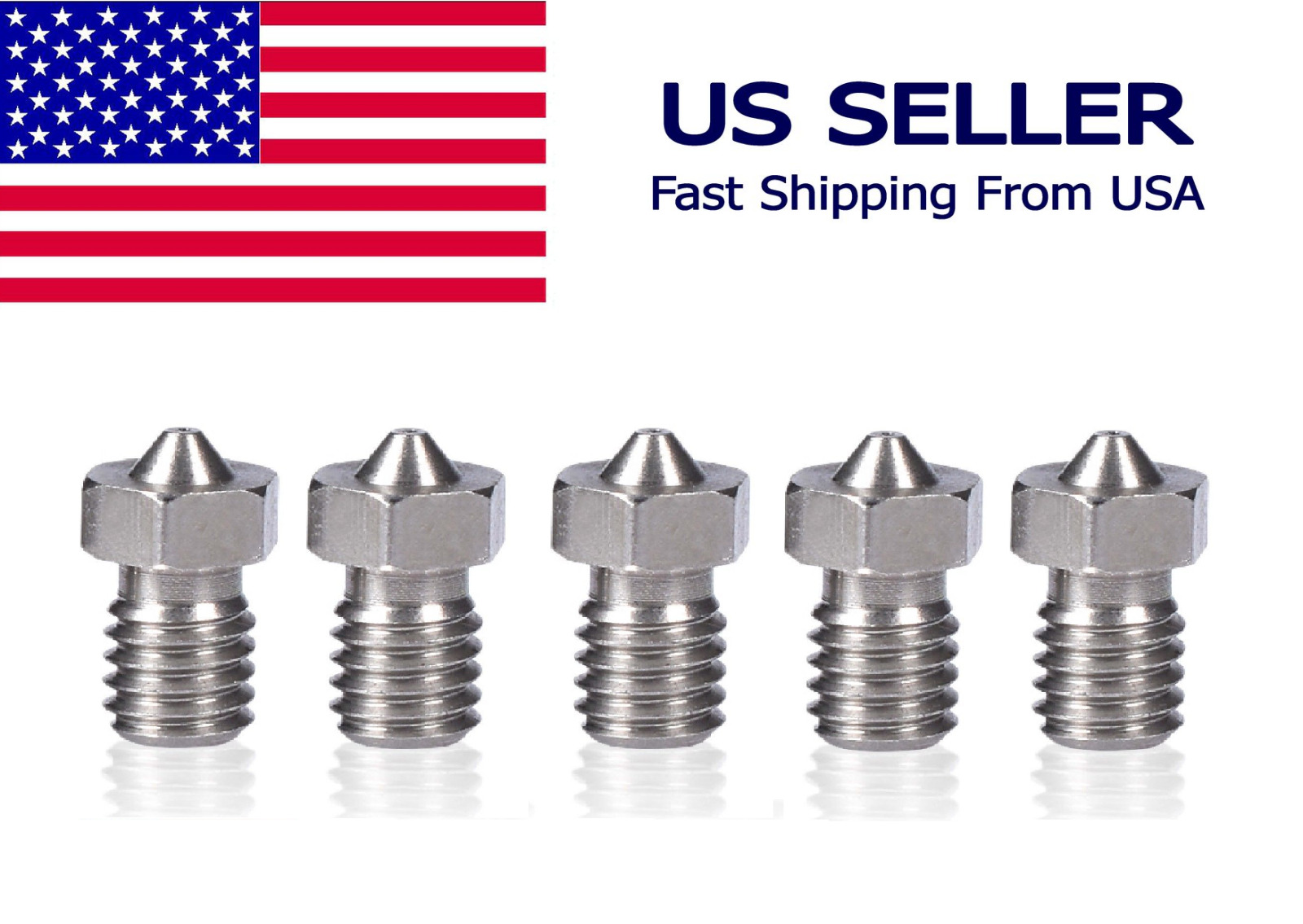 M6 0.4mm Stainless Steel Nozzle Extruder Hotend 1.75mm Filament E-3D V5-V6