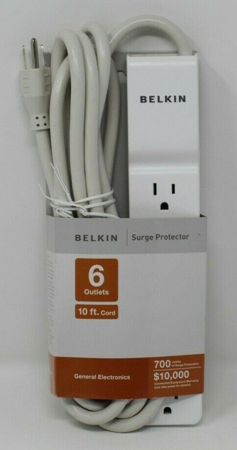 Lot of 5 Belkin 6 Outlet 10ft Cord Surge Protectors BE 106000-10
