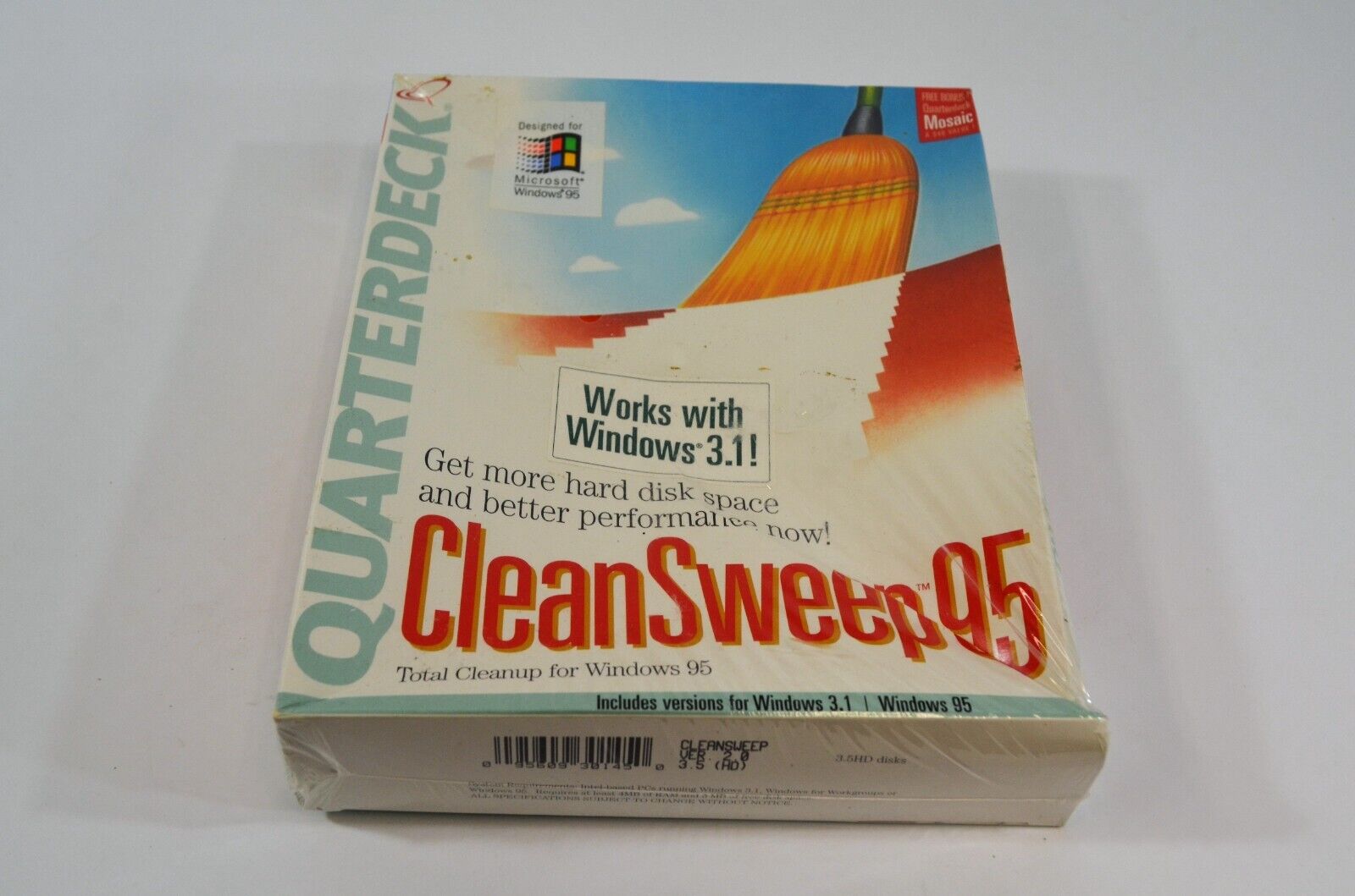 Quarterdeck Clean Sweep Windows 95 3.1 Performance Disk Space Cleaner SEALED Vtg