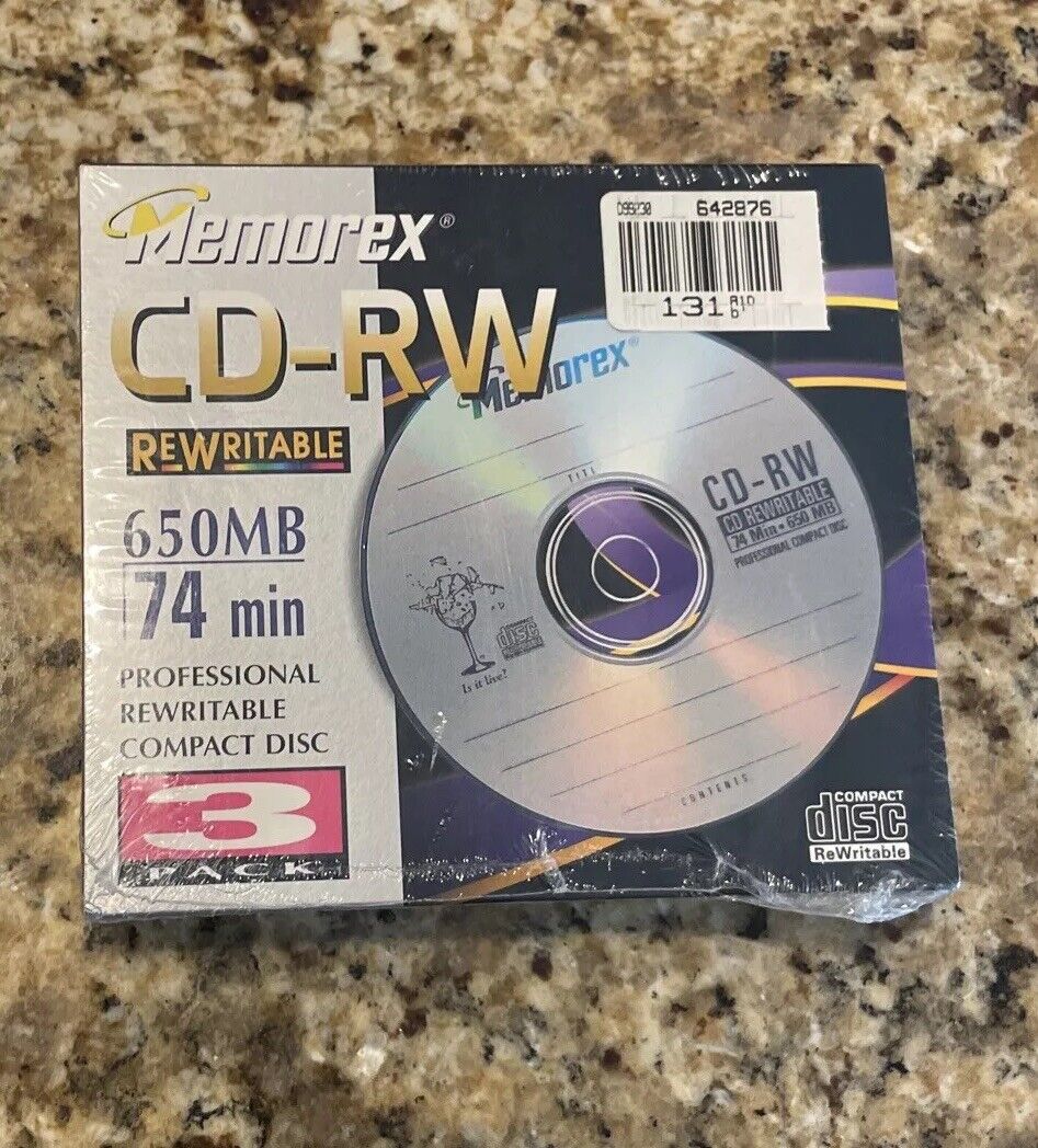 Memorex CD-RW 650MB 3 Pack 74 Minutes 4X Multi Speed Vintage 1999 