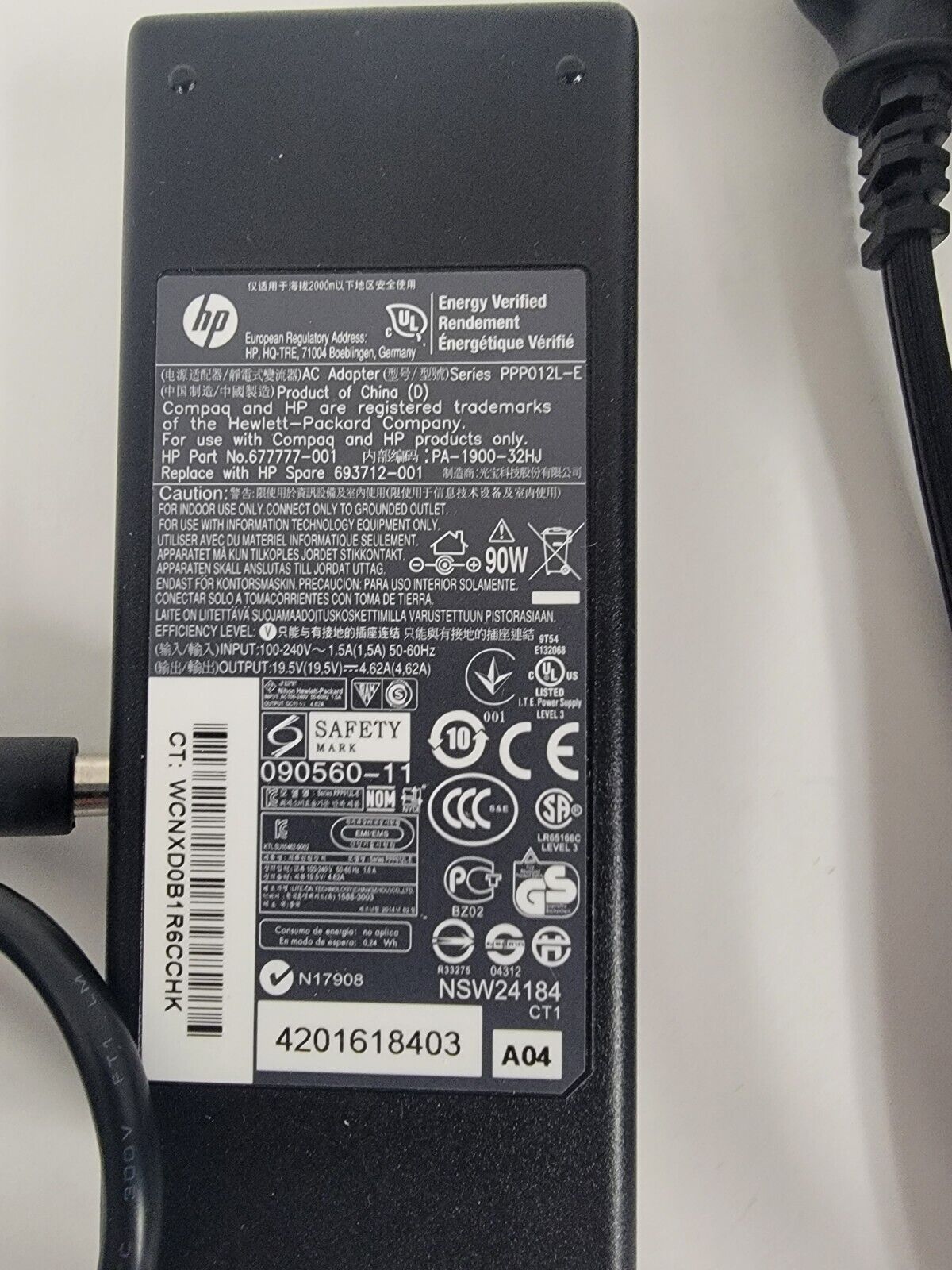 Genuine HP 90W 19V 4.74A 7.45.0mm AC Adapter for HP Pavillion DV7 DV6 Laptop