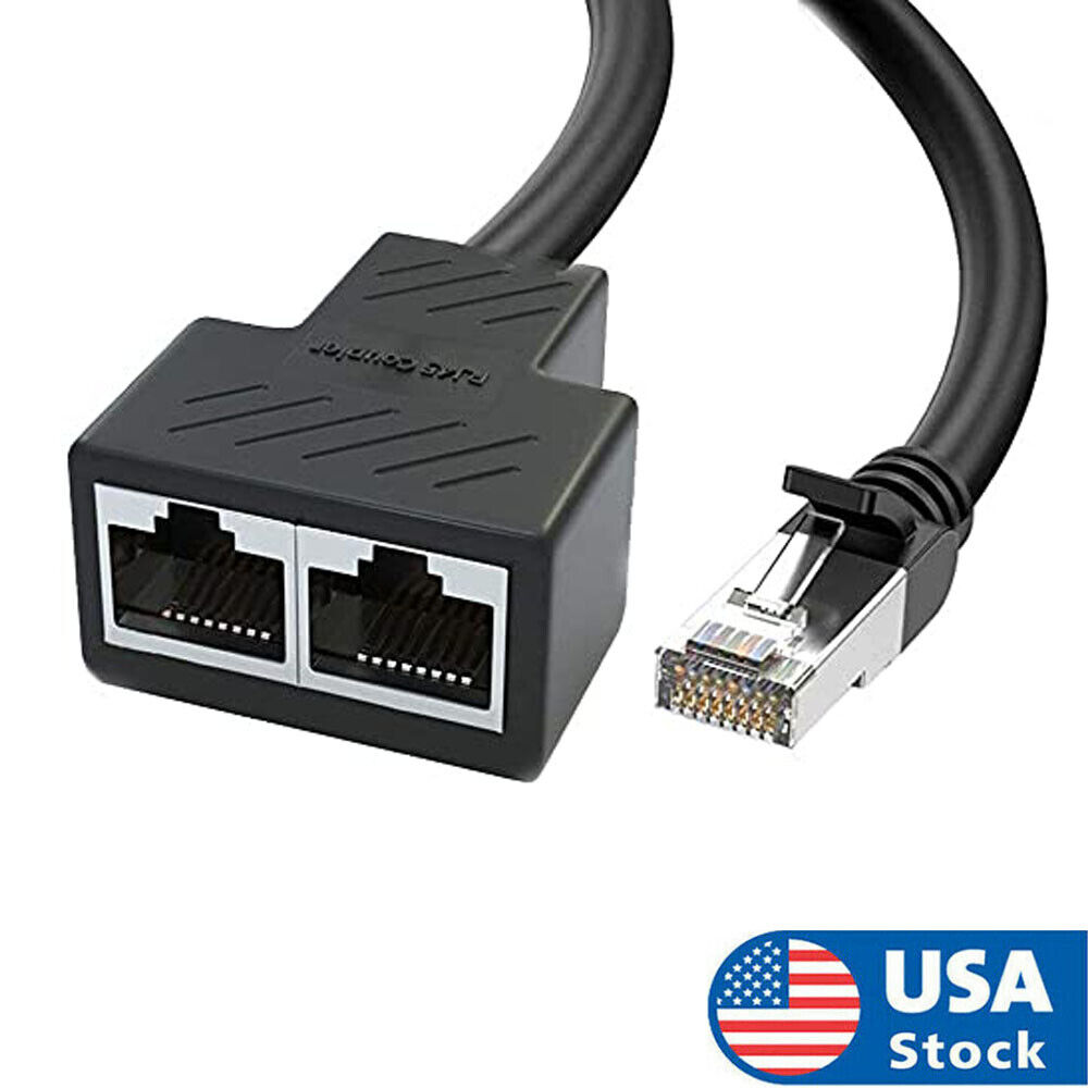 RJ45 Adapter 2 in 1 Ethernet LAN Network Splitter Patch Cable Extender Connector