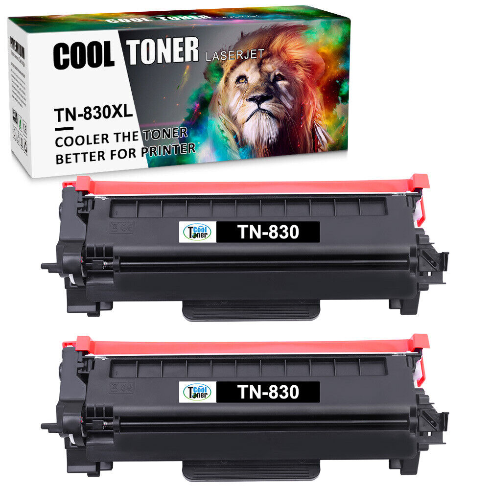 1-2PK TN830 TN830XL Toner Cartridge for Brother HL-L2460DW MFC-L2820DW with chip