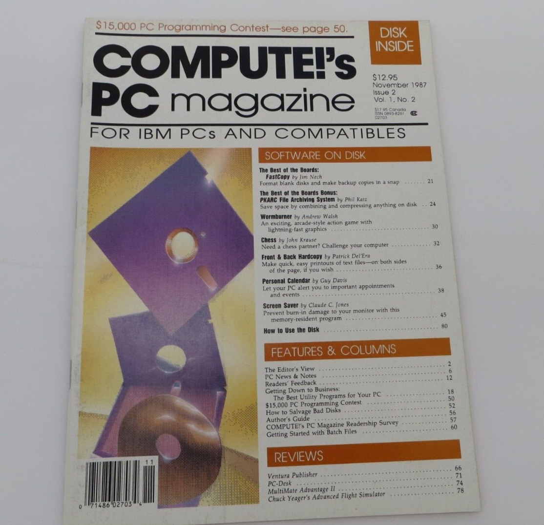 COMPUTE'S PC Magazine NOV 1987 Issue 2 Vol 1 No 2 Vintage Computer Magazine