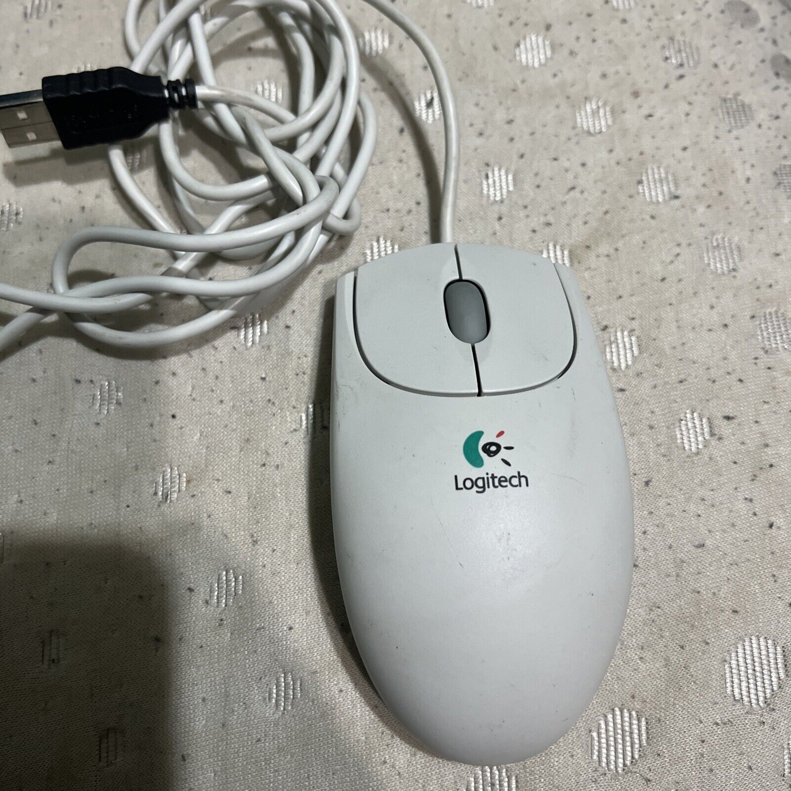 Vintage Logitech First Pilot Wheel Mouse M-BE58 2-Button and Scroll Wheel