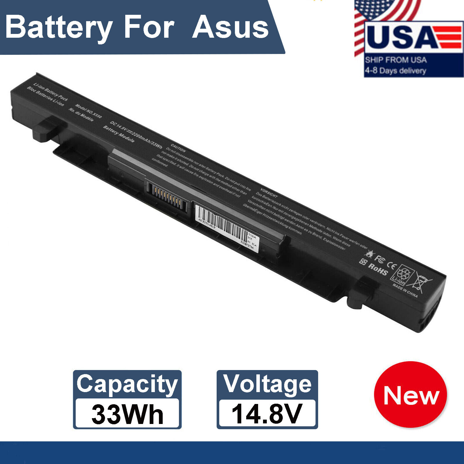 X550 Battery for Asus X550A X550C F550 F550C K550 K550C A550 A550C P450 A41-X550