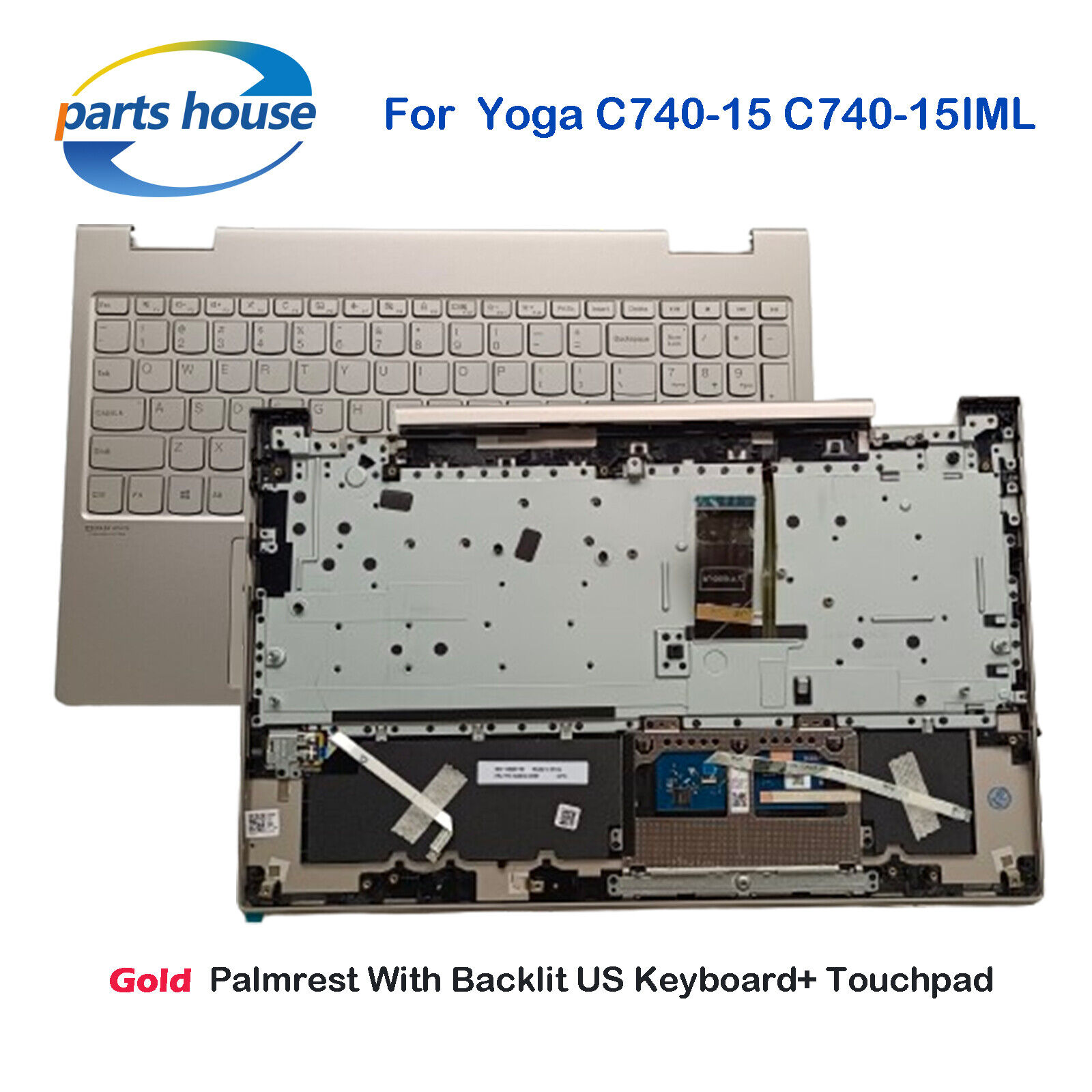 New For Lenovo Yoga C740-15IML Palmrest Touchpad With Keyboard 5CB0U43851